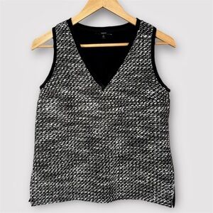 DREW Black Tweed Top